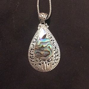 Abalone pendant necklace with 925 sterling silver